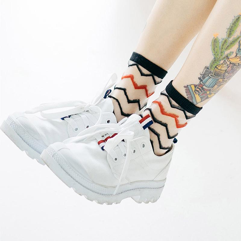 5 Paare Damen Blumen Socken Sommer Spitze Kristall Glasseide Socken Kurz Dünn Transparent Rosen Jacquard Elastische Ultradünne Socken