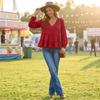 Women's Long Sleeve Ruffle Design Pullover Top for Casual Daily Wear