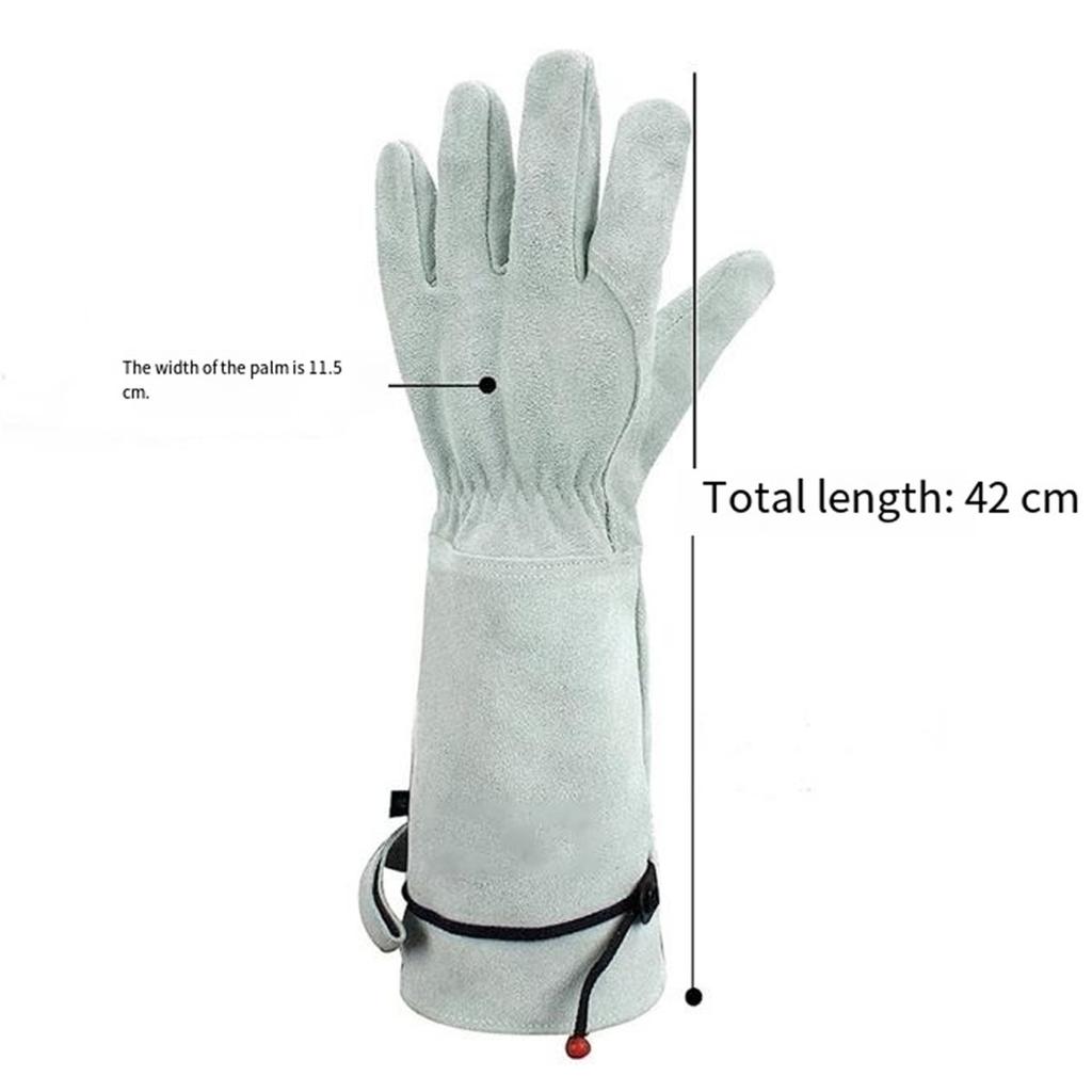 1 Pair Cowhide Elbow-Length Garden Gloves for Puncture & Wear Resistance, Ideal for Construction