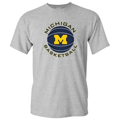 University of Michigan Wolverines Basketball Kreis Logo T-Shirt - Sportgrau