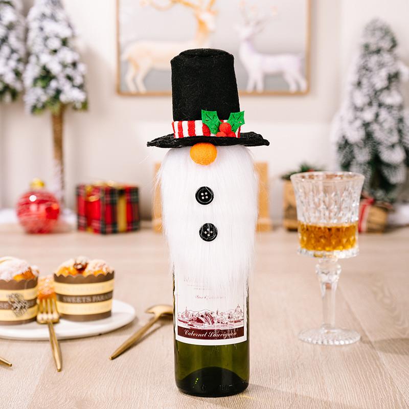 Santa Whimsical Hat And Antlers Wine Bottle Cover For Charming Festivities Christmas