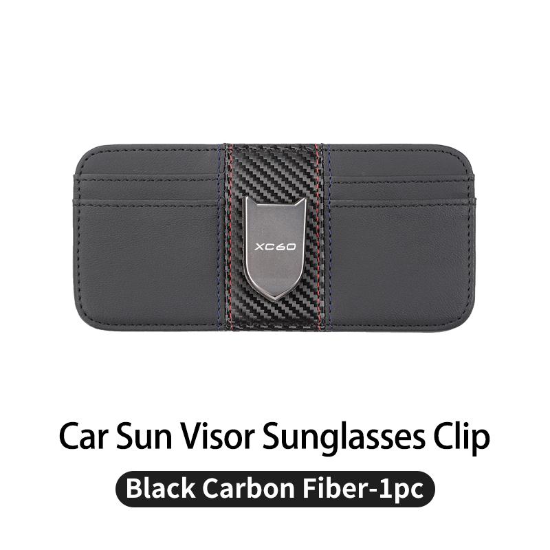 Car Leather Shield-Shaped Double-sided Card Holder Visor Sunglasses Clip For Volvo XC60 C30 T6 S60 C70 XC40 V40 XC70 AWD V90 S90