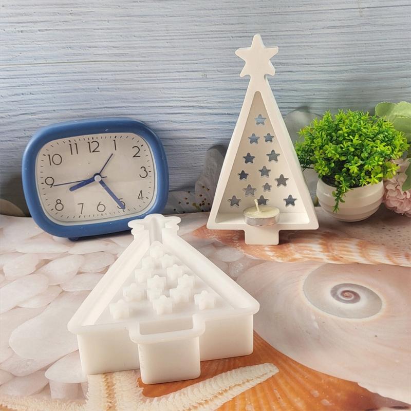 Flexible Silicone Mold Hollow Christmas Tree Decoration Mould Temperature Resistant Gypsum Mould for Candlestick