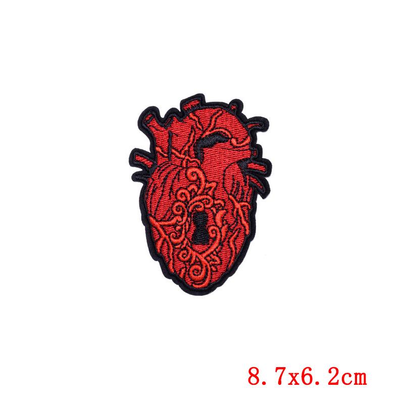 Punk Heart Embroidery Patch Iron On Patches For Clothing Thermoadhesive Patches On Clothes Waves Applique/Patches On Clothes