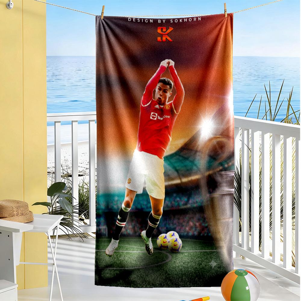 Soccer Player Celebration Beach Towel High Absorbency & Quick-Dry Comfortable Lightweight