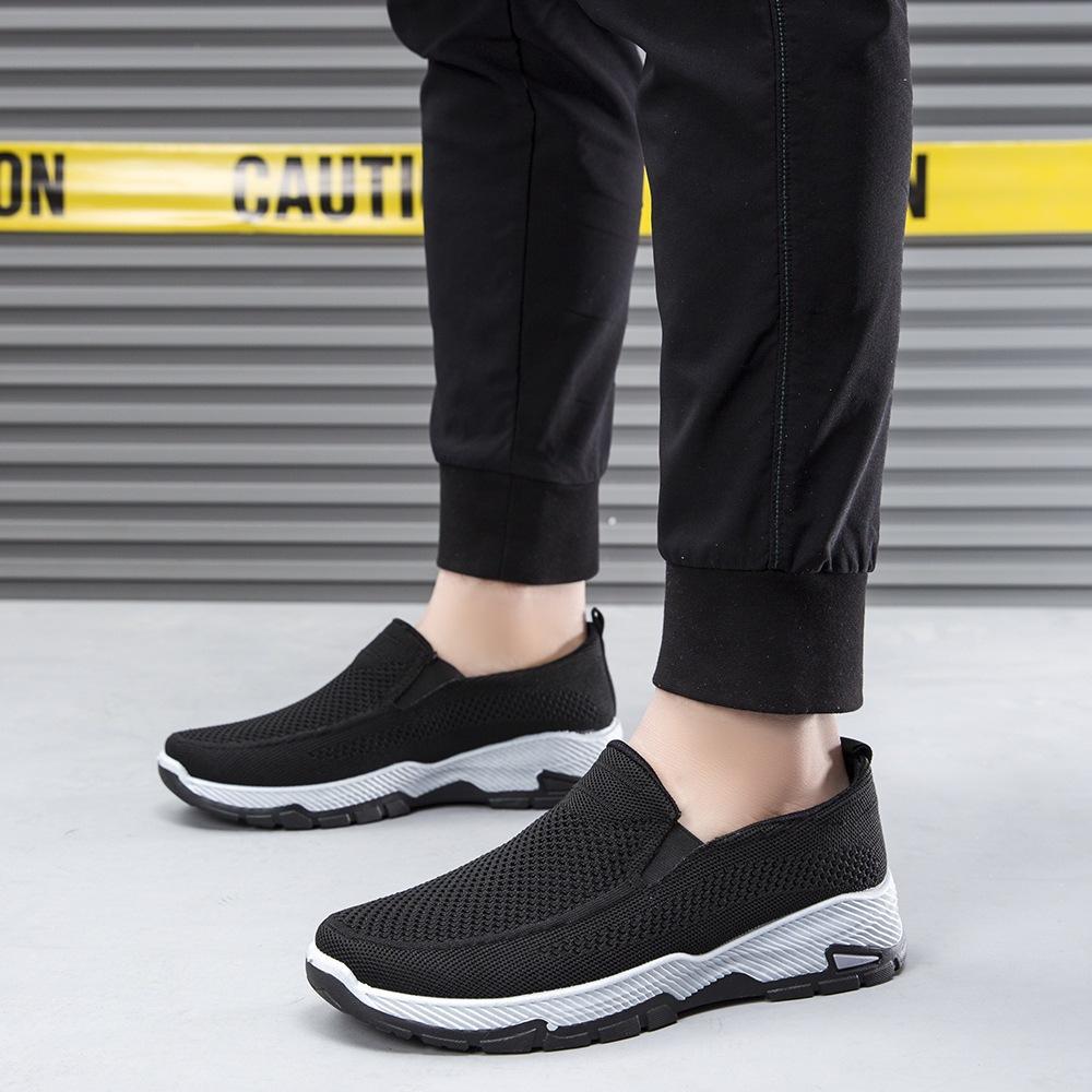 Foreign Trade Large-size Men's Shoes Spring New Thick-soled, Lightweight and Breathable Casual Shoes Fashionable Flying-woven Dad Shoes