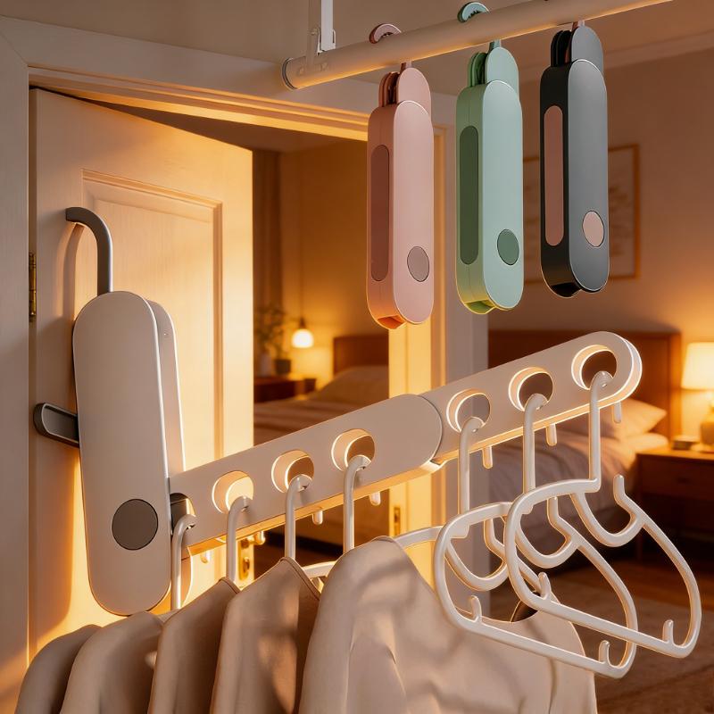7 Hole Folding Clothes Hanger Portable Travel Space Saving For Business Trip Hotel Cruise Suitcase Luggage