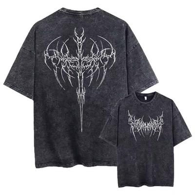 Danqi Yoyo Y2k Acid Washed T Shirt Men Vintage Cotton T-shirts  Gothic Streetwear Soft Tees Girl Loose Fashion Print Tops Unisex