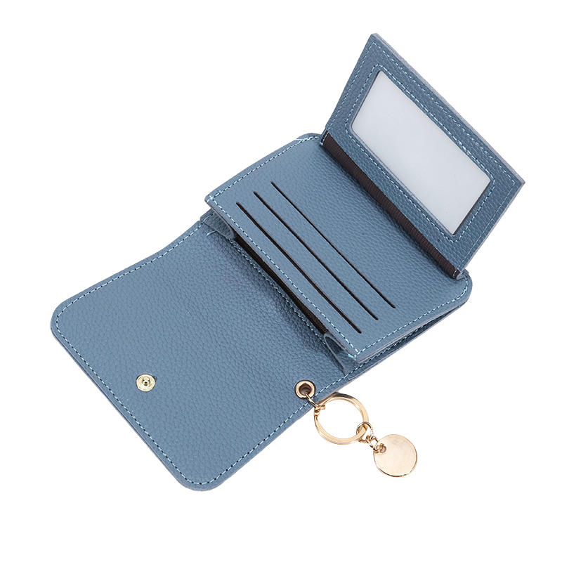 Ladies' Simple PU Leather Mini Zip Around Wallet Solid Color Slim Card Holder Coin Purse with RFID Blocking