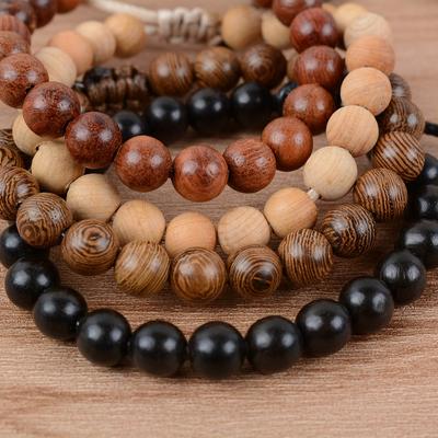 Vintage 8MM Wooden Beads Bracelet for Men Meditation Buddha Charm Bracelets Women Healing Balance Payer Jewelry Accessories