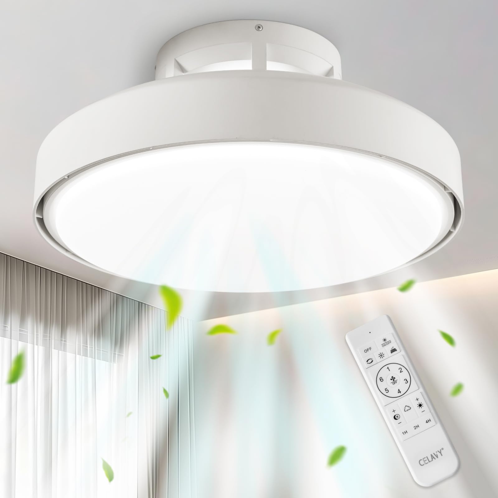 

CELAVY Ceiling Fan Light, 8-12 tatami mats, LED Fan Lighting, 50cm Fan, ForwardReverse Rotation, Energy Saving, DC Motor, Stepless Dimming and Color