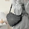 Halloween Gothic Shoulder Bag Women PU Leather Web Spider Women Backpack Cobweb Crossbody Bag Handbag Purse Girls Halloween Gift