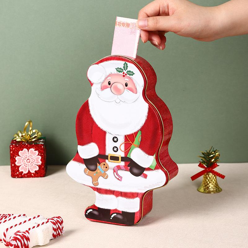 Tinplate Box Santa Claus Storage Box Candy Box Biscuit Box Snack Box Multi Functional Piggy Bank Gift Packaging Box