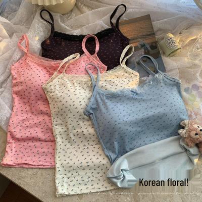 Süßes & Würziges Florales Camisole: Schlankmachendes Tanktop mit Brustpolster und schönem Rückendesign für Damen