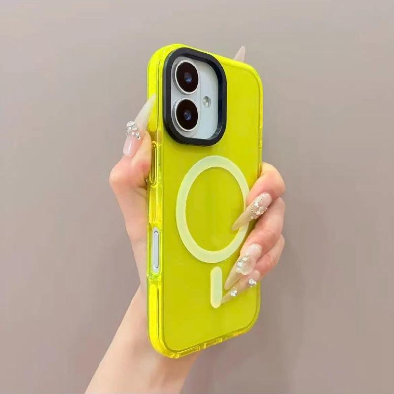 Barevný MagSafe kryt na telefon pro iPhone 17Air 16 15 13 14 12 11 17ProMax 16plus Bezdrátové nabíjení Měkký silikonový nárazníkový kryt
