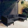 Day and Night - Day and Night Garden Furniture 6 Pieces and Cushions Black Solid Pine Wood