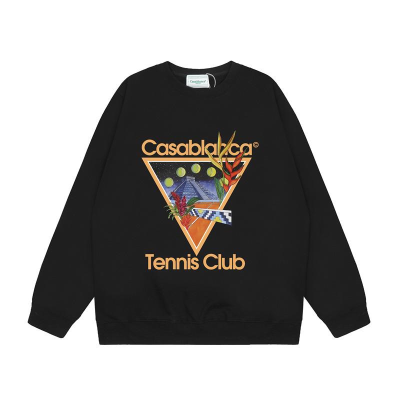 American Trendy Brand Casablanca Crew Neck Sweater Hoodie Men's Couple Ins Autumn and Winter Thickened Long-sleeved Women's T