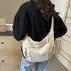 Women Casual Corduroy Shoulder Bag Japan Style Versatile Crossbody Bag Large Capacity Classes Solid Color Hobo Commuter Bag
