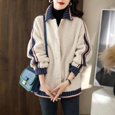 Plush Jacket Female Fall and Winter White Comfortable Soft Jacket Versatile Casual Versatile Tops