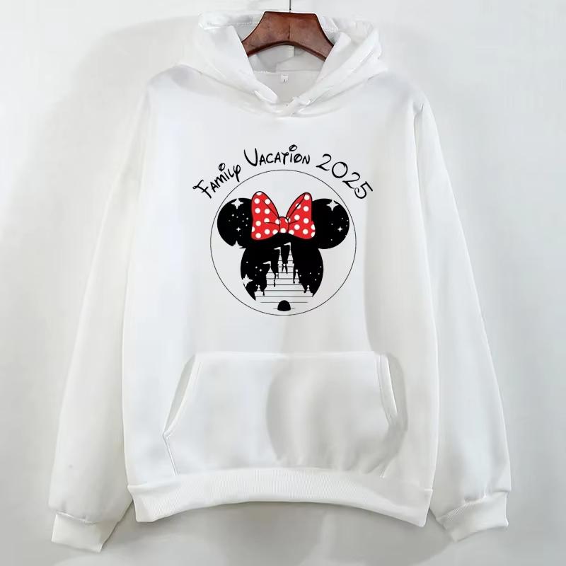 Disney 2025 Trip Printed Hoodies Fashion Female Casual Clothing Long Sleeve White Pullover Kawaii Cartoon Graphic Sweatshirt
