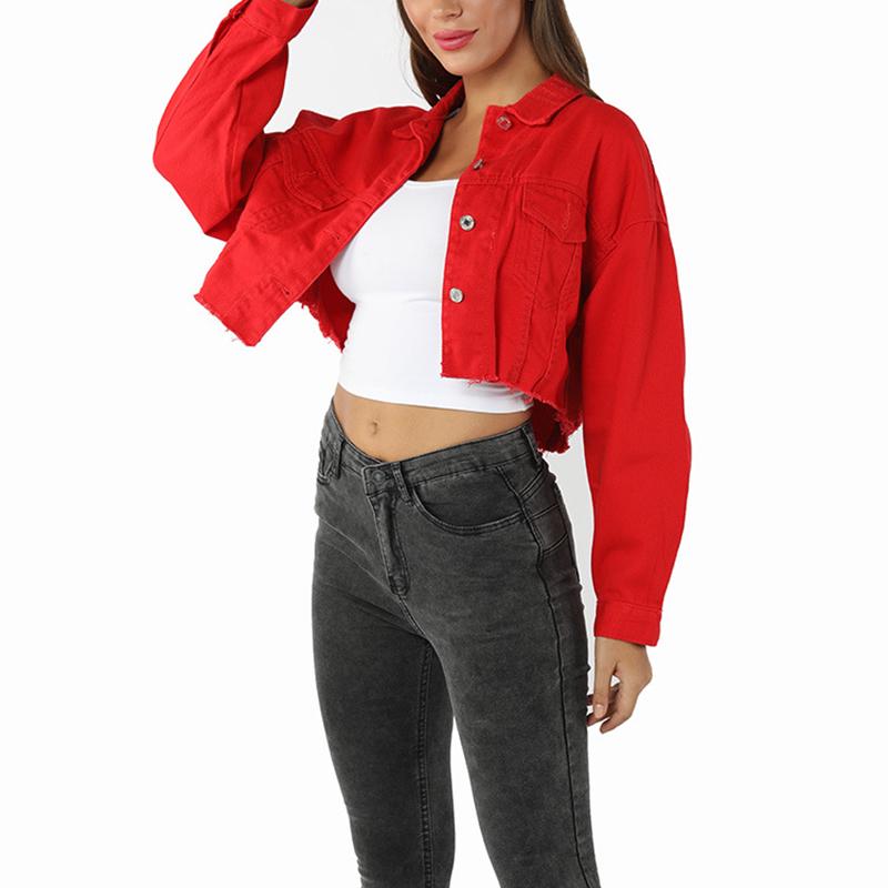 red jean jacket womens