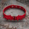 Protection Amulet Jewelry Gothic Bat Leather Choker Necklace, Devil Eyes Collar Necklace for Women Style Men, Adjustable Wing Clavicle Halloween Party