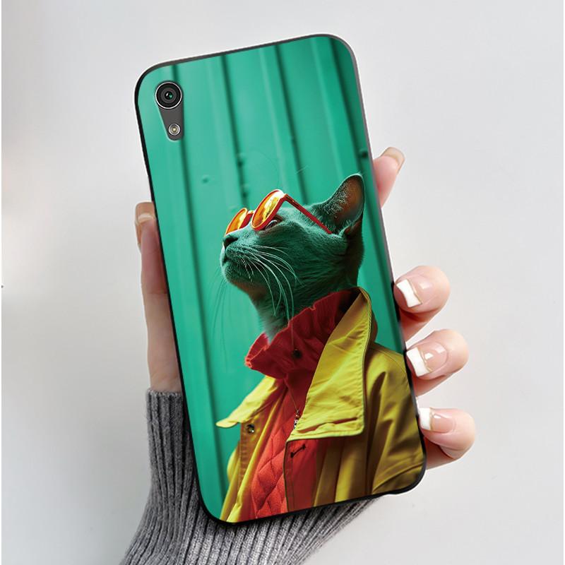 

Casing For Sony Xperia XA1 / Xperia Z6 Case Aesthetic Fashion Cute Cat Astronaut Shockproof Black Silicone Soft TPU Cover Bumper Sony Xperia XA1