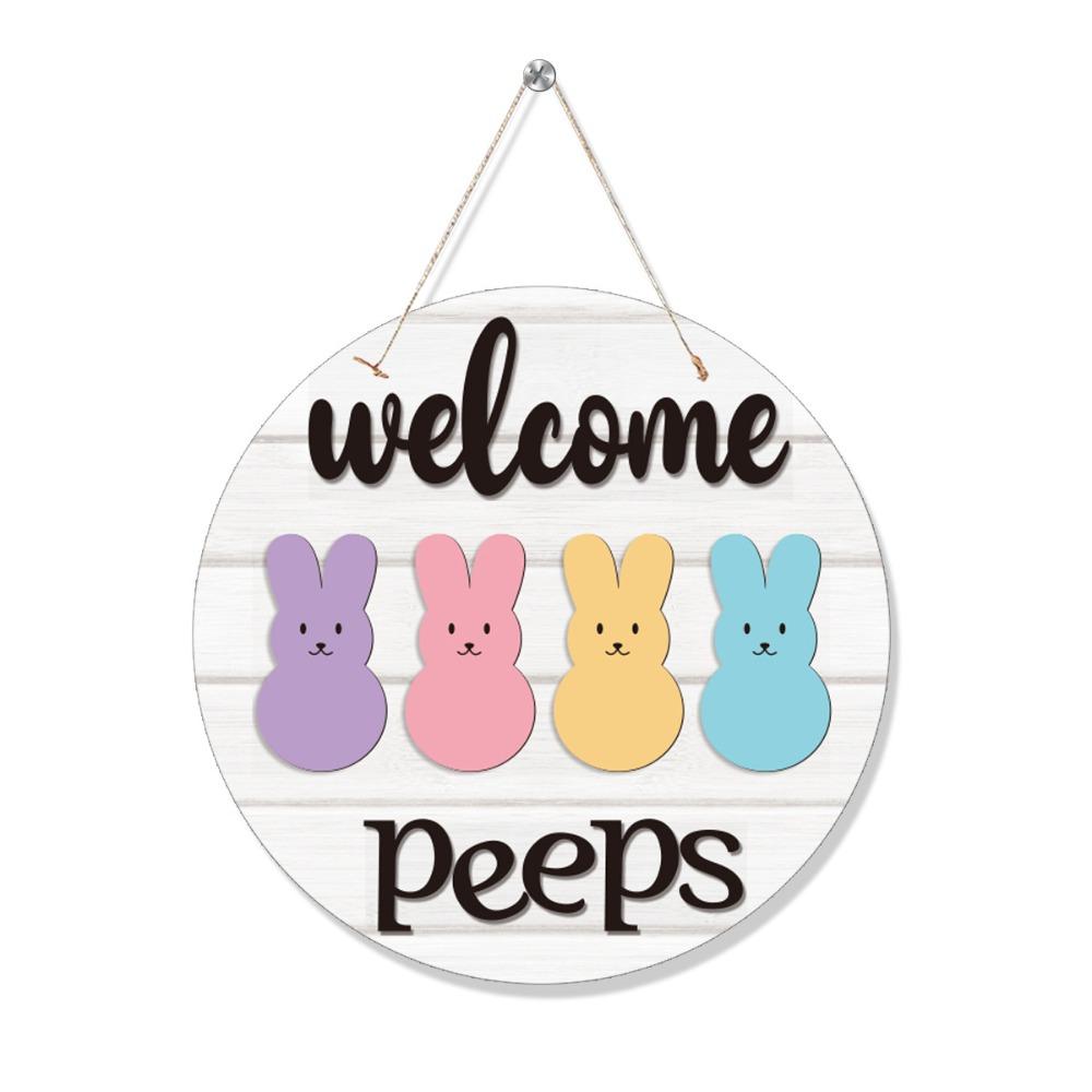 Durable Cardboard Hanging Easter Bunny Egg Pendant Decorations Welcome Door Sign Easter Party Decorations Easter