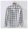913 S/S Fresh Plaid Long Sleeve Shirt - Men's Casual Loose Fit Square Collar