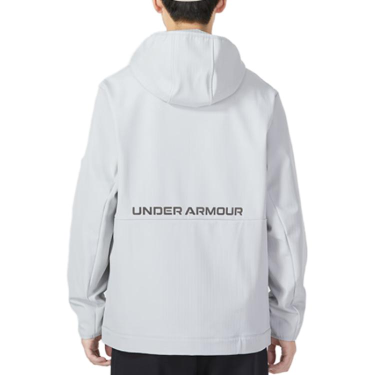 Under Armour Effen Kleur Briefopdruk Rits Hoodie Heren jassen Lichtgrijs 22600401-009