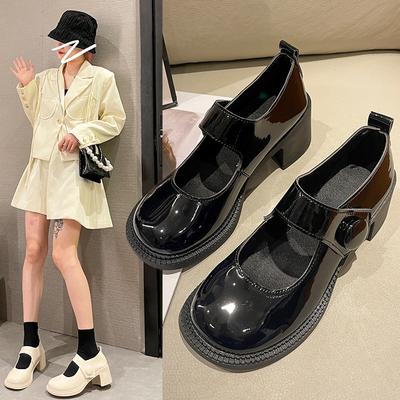 Fashion Spring and Autumn Platform Mary Jane Shoes High Heels British Style Small Leather Shoes Women's Solid Color Fashion Single Shoes
