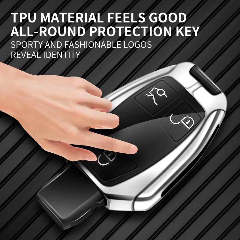 Car TPU Zinc Alloy Key Case Bag For Mercedes Benz Viano Logo Car Key Chain Car Metal Key Shell Interior Decoration Accessories