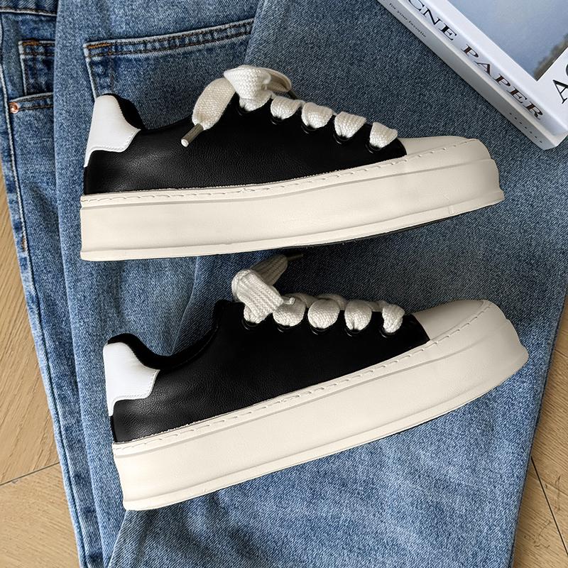 Fashion 2025 New Male Comfortable Sneakers Lace-Up All-match Flats Leather Fashion Skate Shoes Men Luxury Brand Men Casual Walking Shoes