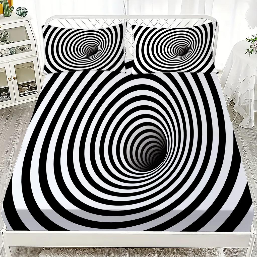 3D Bohemian Style Imagination Print Fitted Sheet Set Soft Breathable Mattress Cover Bedding Set with 1/2 Pillowcases