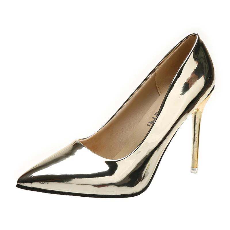 Fashion Women's Sexy Pointed Toe Stilettos High Heels Fashion Gold Women Pumps Luxury Silver Wedding Party Shoes Plus Size Women Shoes44
