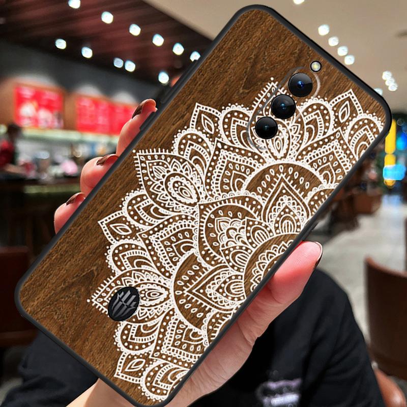 Mandala Floral Wood Case For ZTE Nubia Red Magic 8S 9S 10S 8 9 10 Pro Plus 6S 7S 6 7 Pro 5G 6R 11 Pro Plus Cover