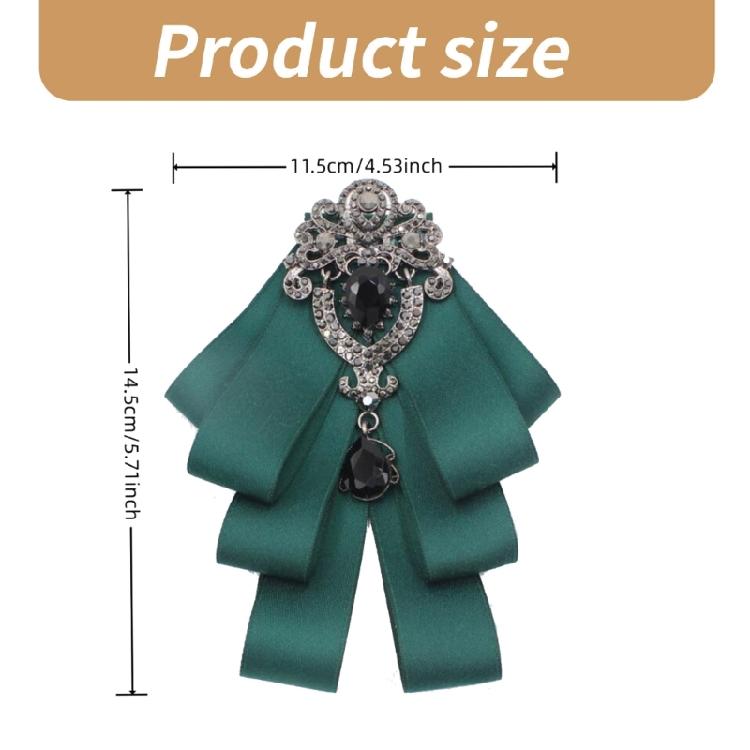 Ribbon Bows Brooch Rhinestones Pretied Bowtie for Women Men Wedding Party Christmas Ceremony Crystal Bowknot Neck Tie