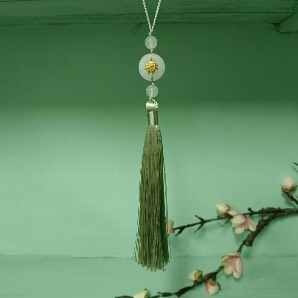 

Красивые ретро-кисточки в китайском стиле, нефритовое кольцо из полиэфирной нити, кисточки, закладка, брелок, украшения для дома 12cm зелёный