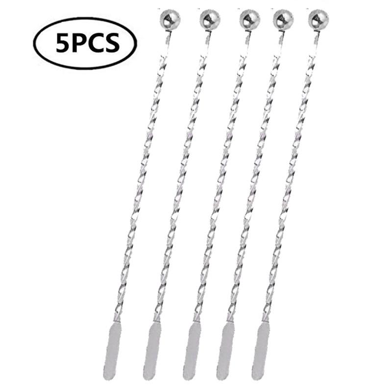 Nerezová ocelová mixérová tyčinka na koktejlové nápoje, míchací tyčinky, puddler, muddler, naběračka, míchadlo, tyčinky na chvilku, barové příslušenství