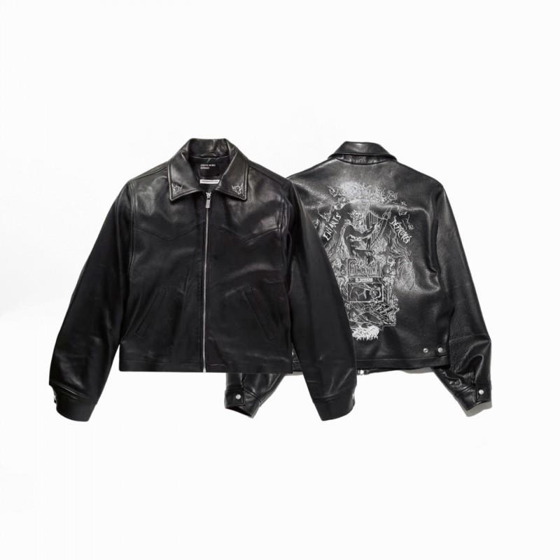Mens Western Embroidery Turn-Down Collar Cotton