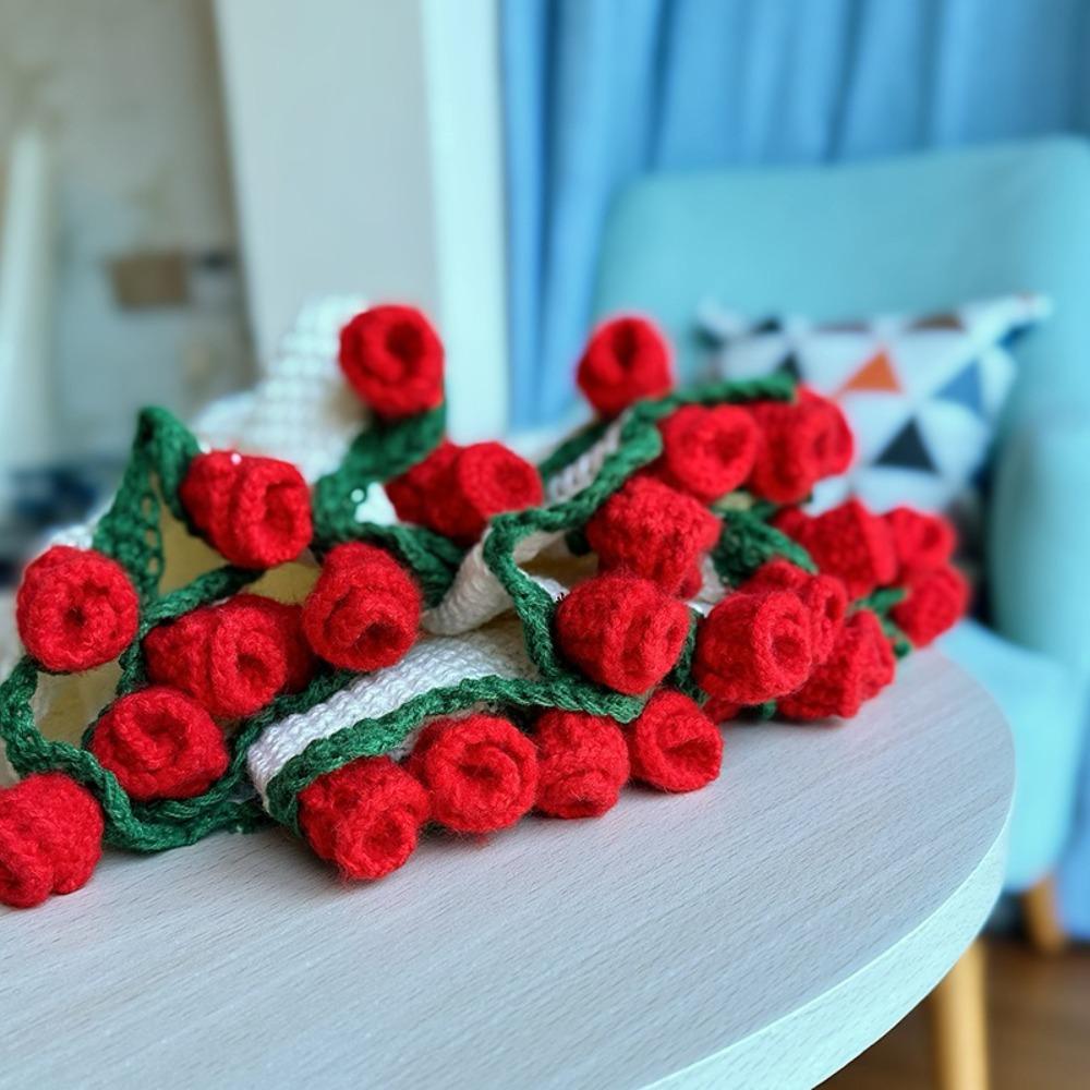 Fashion Rose Bouquet Blanket Finished Rose Nap Blanket Knitted Flower Blanket  Birthday Gift