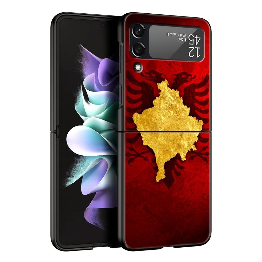 Albania Flag Phone Case for Samsung Galaxy Z Flip 3 4 5 Folding Mobile Black Shell For Samsung Z Flip3 Flip4 Flip5 PC Hard Cover