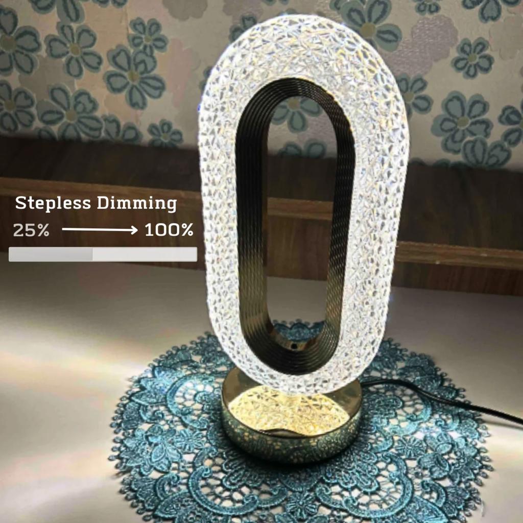 New Elegant, Modern, and Luxurious Oval Crystal Table Lamp - Stylish Rechargeable Night Light for Bedroom and Living Room - Crea