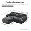 L-shaped 2-seater sofa, soft plush fabric, modular, with cushions. Soft, elastic foam, no assembly required, suitable for small living rooms, Grey