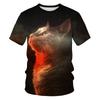 Summer Trendy Animal Cat Round Neck Short Sleeved 3D Digital Printed Men's Short Sleeved T-shirt