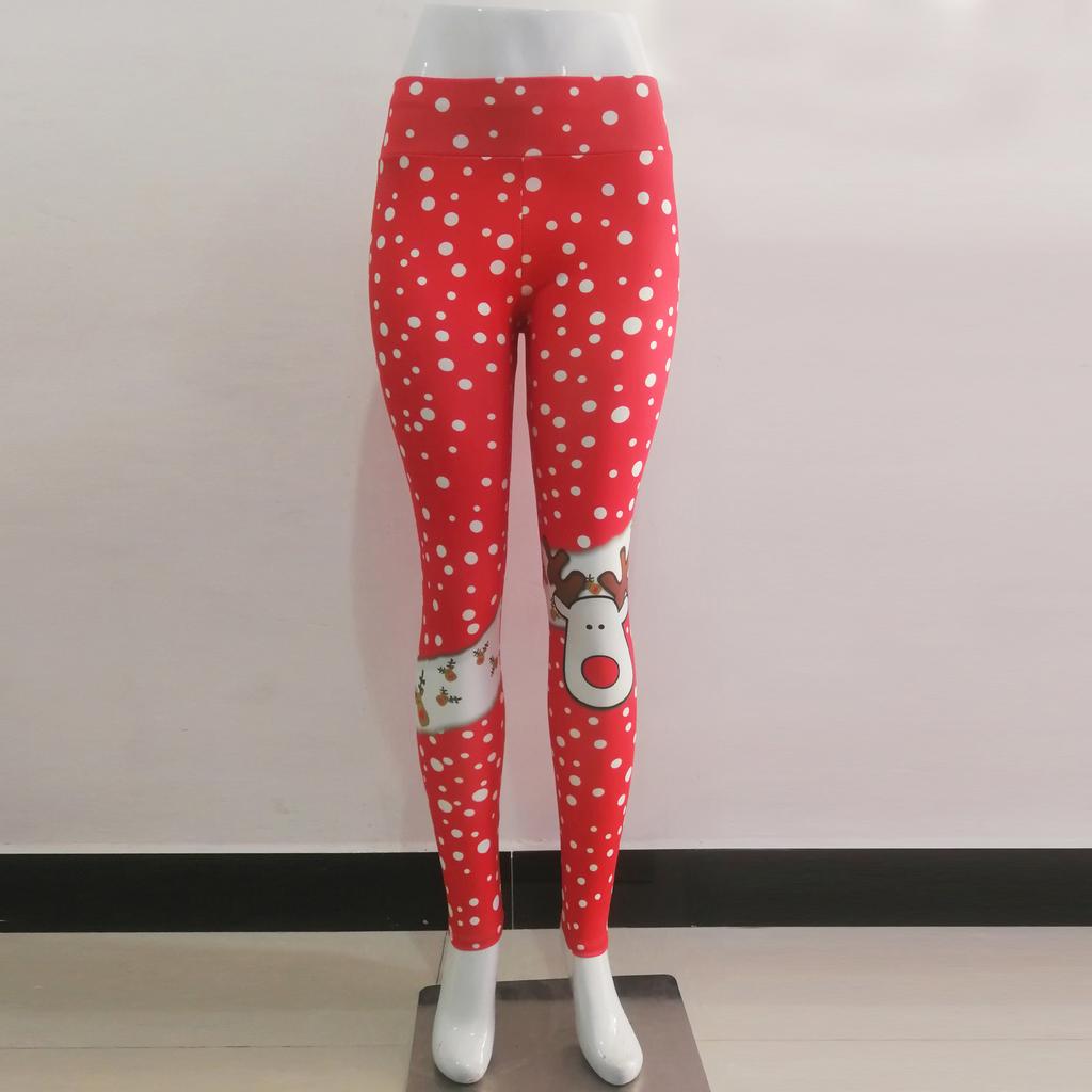Fashion Christmas Print Fitness Sports Hip Lifting High Waist Bottom Pants Women Yoga Pants