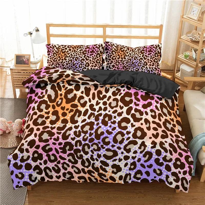 

Comforter Bamboo Fiber Luxury Comforter Gold Leopard Print Bedding Set + S 15 Colors Bed Spread Set Complete Comforter (quilt)-EU Single(135*200cm)3pcs