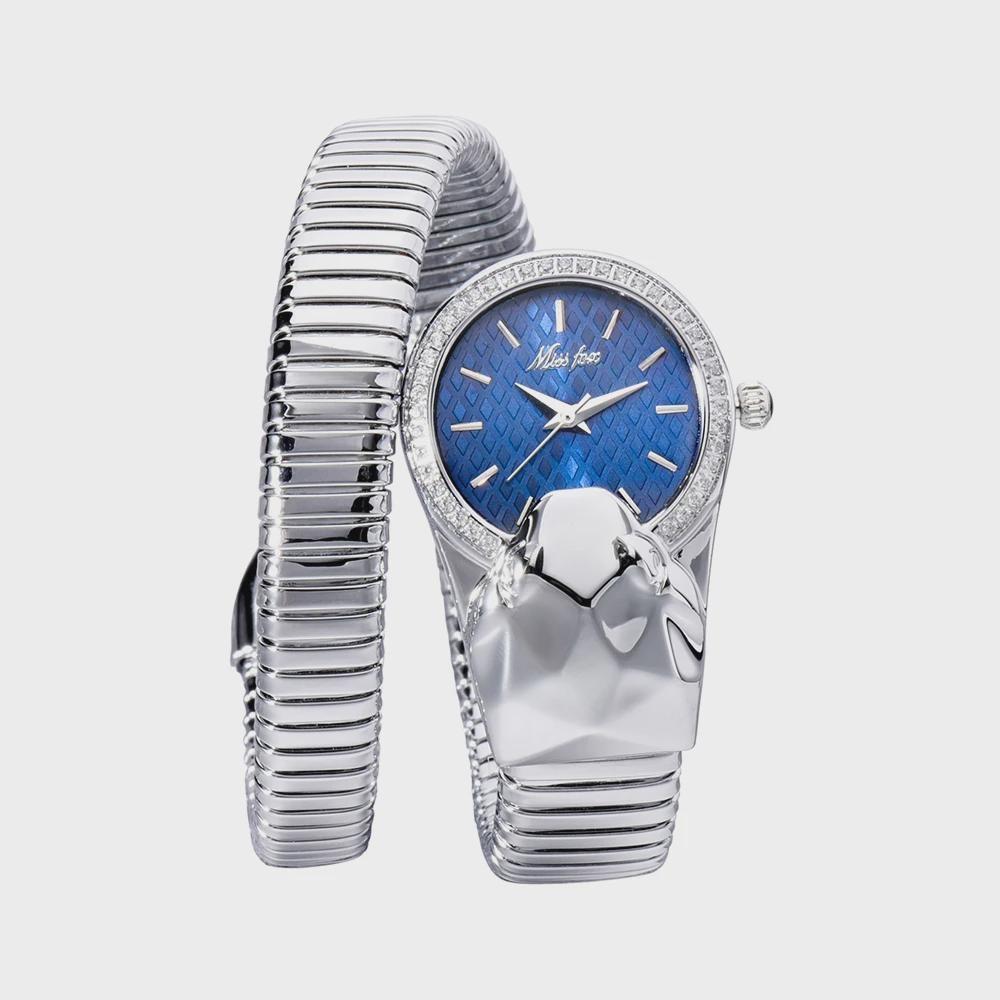 Goldene Schlangenform, wasserfeste Damenuhr, Schmuck, lässige Mode, Damenuhren