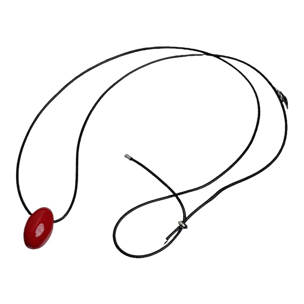 Chic Agate Ball Pendant Necklace Versatile Long Black Cord Sweater Necklace Charm with Red Agate Sphere Pendant