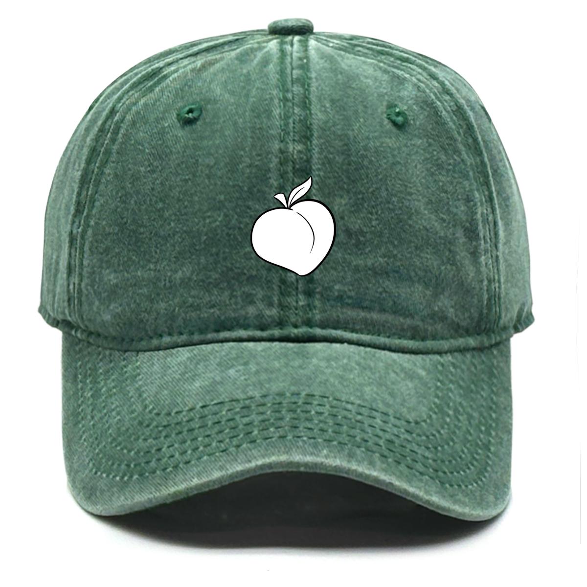 

White Peach Print Snapback Baseball Cap, Fruit Sports Hat Sun Protective Leisure Solid Color Solid Adjustable Baseball Hat as the picture зелёный